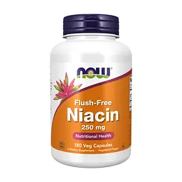 Вітамін B3 Now Foods 250мг (Flush-Free Niacin) - 180 веганських капсул