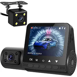 Автомобільний відеореєстратор Podofo 3 камери W8109 Black (18695) - мініатюра 4