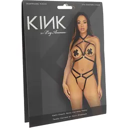 Стрепи-портупея з чокером Leg Avenue Satin elastic harness teddy, One Size, Black - мініатюра 6