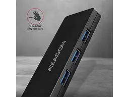Мультипортовий адаптер AXAGON SuperSpeed Slim USB-A Black (HUE-G1A) - мініатюра 3