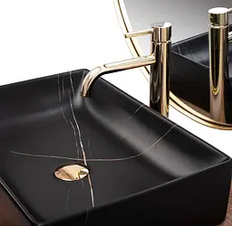 Умивальник Rea Inga накладний black marble mat REA-U8006, Чорний матовий - мініатюра 8