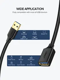 Кабель Ugreen US129 USB 3.0 Extension Male Cable 1 м чорний (10368) - мініатюра 2
