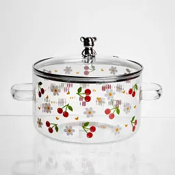 Каструля скляна Cherry 1,8 л з кришкою-ведмедиком, Yiwu, діаметр 16 см