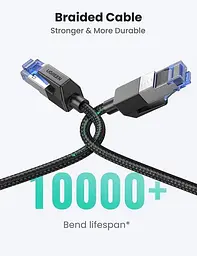 Високошвидкісний інтернет-кабель UGREEN Cat 8 Lan круглий мережевий шнур патч-корд з обплетенням RJ45 5 м (NW153) - мініатюра 7
