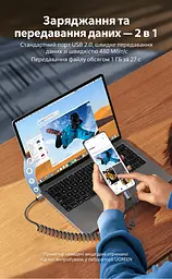 Кабель спіральний UGREEN L507 USB-C - USB-C PD 100 Вт 0,35-1,2 м чорний (35457) - мініатюра 5