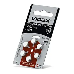 Батарейка повітряно цинкова Videx ZA312 (PR41) BLISTER 6 VIDEX (24218-000) - мініатюра 2