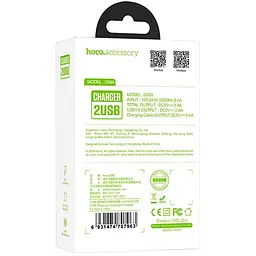 Мережевий зарядний пристрій 2USB Hoco C59A 2.1A White + USB Cable XiaomicroUSB - мініатюра 2