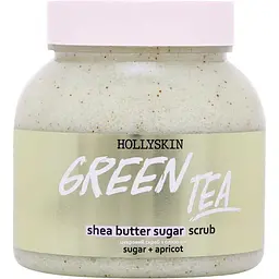 Цукровий скраб Hollyskin Green Tea, з олією ши і перлітом, 350 г