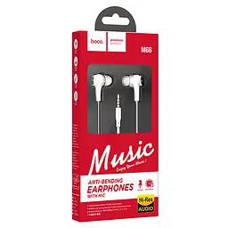 Провідні навушники Hoco M66 Passion in-line control eaphones with mic Hi-Res, 3.5mm, 1.2m, white - мініатюра 5