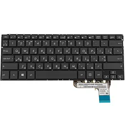 Клавіатура для ноутбука ASUS (UX302LA, UX302LG) rus, black, без фрейма, підсвічування клавіш