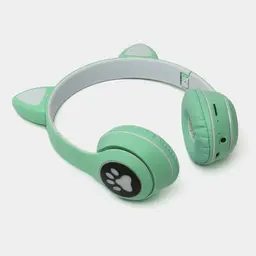 Блютуз навушники дитячі з підсвічуванням і вушками зелені Headset MZ-023