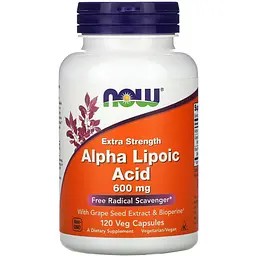 Альфа-липоевая кислота Now Foods Alpha Lipoic Acid повышенная прочность 600 мг 120 вегетарианских капсул