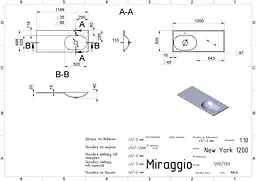 Умивальник Miraggio NEW YORK R (0000221) Miramarble, Глянцевий, Накладний/Врізний/Над пральною машиною, Білий - мініатюра 2