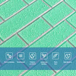 Самоклеюча стінова панель Sticker Wall 3D NEW CULTURAL WALL 70x70cmx5mm GREEN+SILVER (D) SW-00001803 - мініатюра 4