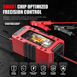 Автомобільний зарядний пристрій Foxsur FBC1206F 12V/6А Автоматичний імпульсний з функцією відновлення Red (19424) - мініатюра 9