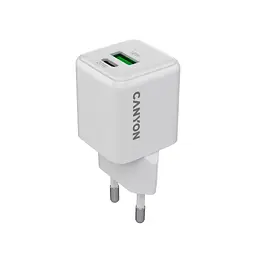 Зарядний пристрій Canyon CU20AC GaN 20 Вт 1xPD 1xQC EU білий (CNS-CUW20AC)