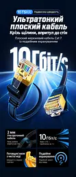 Плоский мережевий кабель UGREEN NW106 0,5 м Ethernet LAN роз’єми RJ45 на обох кінцях Cat7 до 10 Гбіт/с 600 МГц подвійне екранування від перешкод товщина близько 2 мм для прокладання у вузьких щілинах чорний (30738) - мініатюра 2
