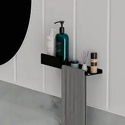 Полиця в ванну кімнату Nice & Cozy Combo з отвором для рушників чорна - мініатюра 2