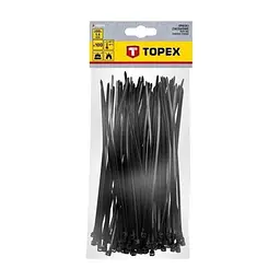 Стяжка Topex чорна, 3.6x200 мм, пластик, 100 шт. (44E976)