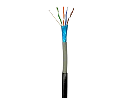 Кабель кручена пара GEAR FTP 4x2x0,51 Cat5E, CCA, PVC+PE, для зовнішніх робіт, чорний, 305m