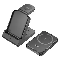 Power bank Hoco J149 3в1 5000mAh магнітний з функцією бездротової зарядки чорний - мініатюра 5