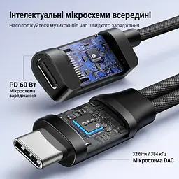 Аудіоадаптер UGREEN CM721 USB-C - 3.5 мм / USB-C PD 60 Вт чорний (25837) - мініатюра 7