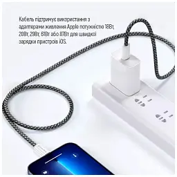 Дата кабель USB-C to Lightning 1.0m 27W black ColorWay (CW-CBPDCL061-BK) - мініатюра 11