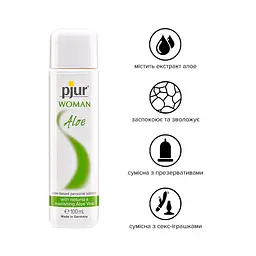Лубрикант на водній основі Pjur Woman Aloe з екстрактом алое, зволожувальний, без парабенів, 100 мл - мініатюра 2