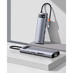 USB-хаб Baseus Metal Gleam Series 8-in-1 Multifunctional Type-C HUB Space Gray (CAHUB-CV0G) [77937] - мініатюра 8
