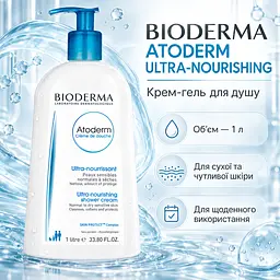 Крем-гель для душу BIODERMA Atoderm Ultra-Nourishing живильний зволожувальний засіб для сухої та чутливої шкіри 1 л - мініатюра 2
