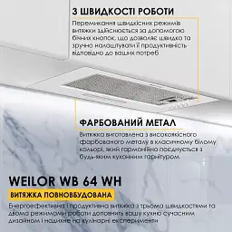 Витяжка повновбудована Weilor WB 64 WH - мініатюра 2