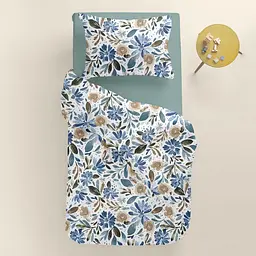 Дитяча постіль Cosas California Flowers без простирадла 110х140 см (FlowersWashBlueWhite_140_2) - мініатюра 2