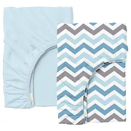 Набір простирадло на резинці 90х200 LIGHT BLUE / BLUE ZIGZAG COSAS (4822052058510)