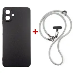 Чохол до мобільного телефона Dengos Case + Cross-body Strap Samsung Galaxy A07 Black+Grey (DG-KM-CCRB-15)
