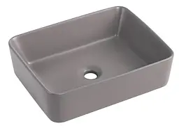 Раковина накладна Qtap Tern Stone grey, прямокутна, з донним клапаном QT17116069SG - мініатюра 1