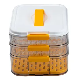 Контейнер для зберігання та заморожування продуктів триярусний 32*21*16,5 см, помаранчевий TS Kitchen HP50657 - мініатюра 3