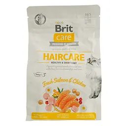 Сухий корм для котів Brit Care Cat GF Haircare Healthy&Shiny Coat догляд за шкірою та шерстю з лососем та куркою 0.4 кг - мініатюра 2