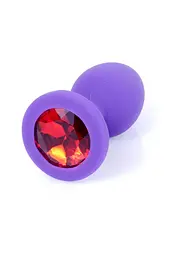 Силіконова анальна пробка з кристалом Boss Jewellery Silikon 7 см (червоний) - мініатюра 3