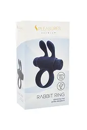 Ерекційне віброкільце S Pleasures Premium Rabbit Ring чорне, зі знімною віброкулею та вушками - мініатюра 2