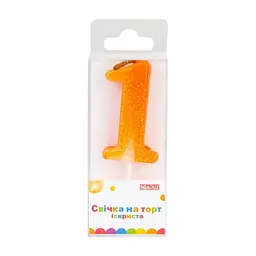 Свічка Maxi "1" із блискітками, що іскриться, 4,5 см, на торт (MX622081-1)