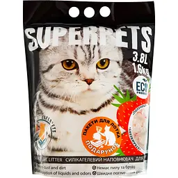 Силікагелевий наповнювач Superpets з ароматом Полуниця 1.6 кг