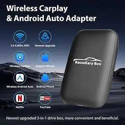 Бездротовий адаптер CarPlay та Android Auto 2024 Racodiary 3-в-1 для оригінальних дротових автомобілів CarPlay - мініатюра 2