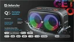Портативна акустика Defender Q5 20 W Black (65305) (7151830) - мініатюра 7
