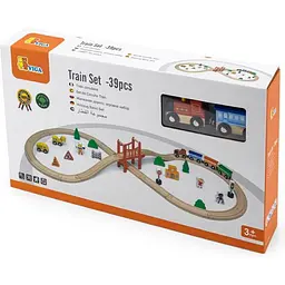 Дерев'яна залізниця Viga Toys 39 елементів (50266) - мініатюра 3