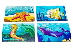 Пазл 4в1 "Морські жителі" дерев'яний, 15 елем., у малюнку PuzzleOK - мініатюра 3