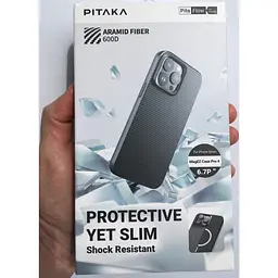 Оригінальний протиударний чохол для iPhone 15 Pro Max Pitaka Military Grade MagSafe MagEz Pro 4 600D Black/Grey KI1501PMPA - мініатюра 2