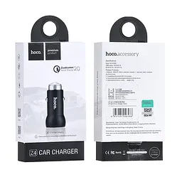 Адаптер автомобільний - зарядний пристрій Hoco Z4 1*USB 2 А, QC2.0 чорний - мініатюра 5