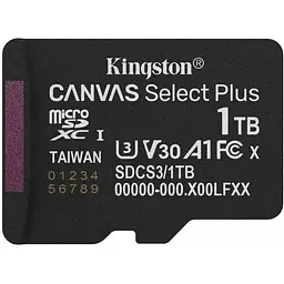 Карта пам'яті microSDXC (UHS-1 U3) Kingston Canvas Select Plus Gen3 1Tb class 10 А1 V30 (R-150MB/s)