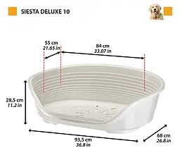 Пластиковий лежак для собак і котів Ferplast Siesta Deluxe 10 синій 93,5×68×28,5 см 70210914 - мініатюра 2