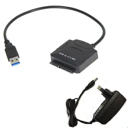 Перехідник USB 3.0 Type-A --> SATA III (F) 2.5/3.5 7+15pin Блок живлення, чорний